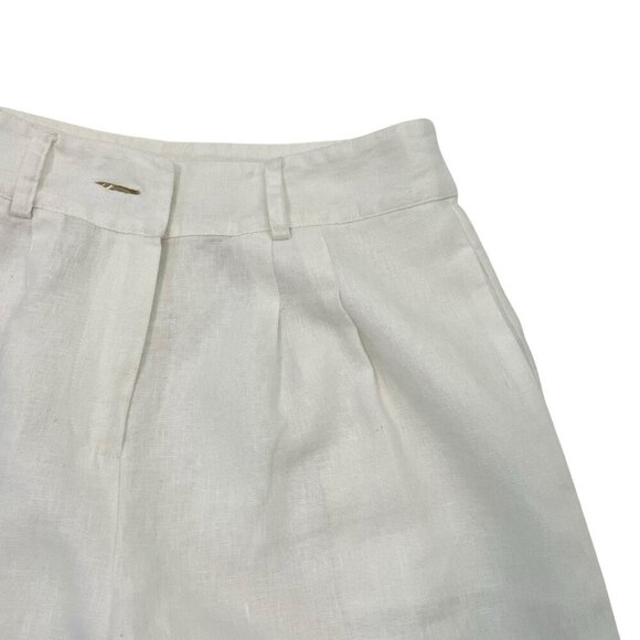 SOFT SURROUNDINGS 100% Linen Pleated Cropped Wide Leg Pants Pockets White size 4 - Picture 7 of 13